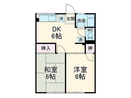 ヤグチハイツ(2DK/2階)の間取り写真