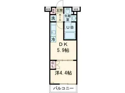 ジオエント大塚(1DK/4階)の間取り写真
