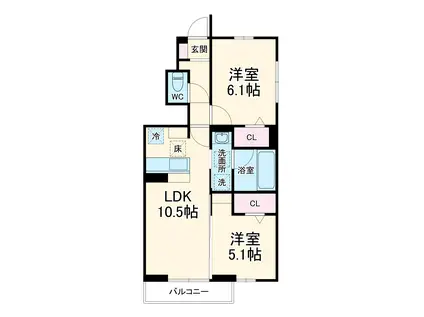 WISTERIAⅢ(2LDK/1階)の間取り写真