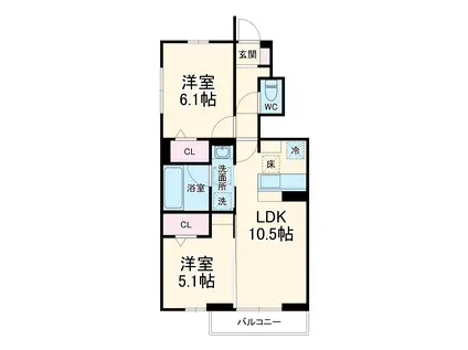 WISTERIAⅢ(2LDK/1階)の間取り写真