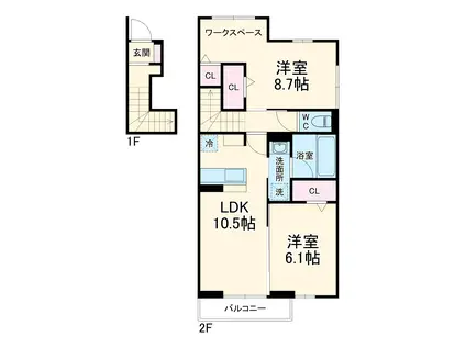 WISTERIAⅢ(2LDK/2階)の間取り写真