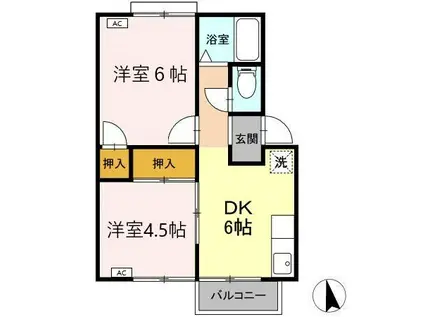 メゾンしばた(2DK/2階)の間取り写真