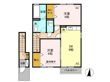 ルミエール A&K Ⅰ/Ⅱ/Ⅲ(2DK/2階)の間取り写真