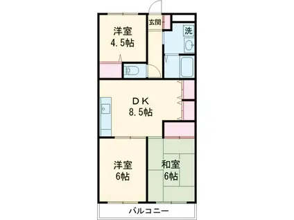 クレール給田(3DK/1階)の間取り写真