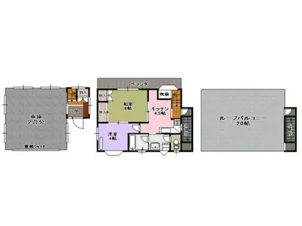埼玉新都市交通 伊奈中央駅 徒歩6分 2階建 築34年(2K)の間取り写真