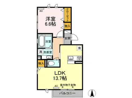 アリエッタ(1LDK/2階)の間取り写真