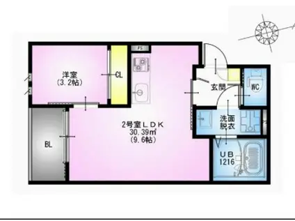 REGALEST さいたま新都心(1LDK/3階)の間取り写真