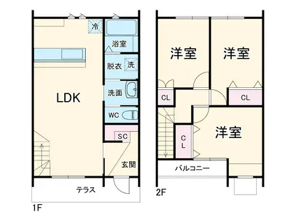 東海道本線 平塚駅 バス乗車時間：12分 稲荷前バス停で下車 徒歩3分 2階建 築1年(3LDK)の間取り写真