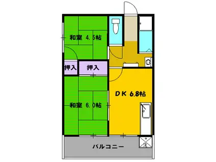 朝日コーポラス(2DK/2階)の間取り写真