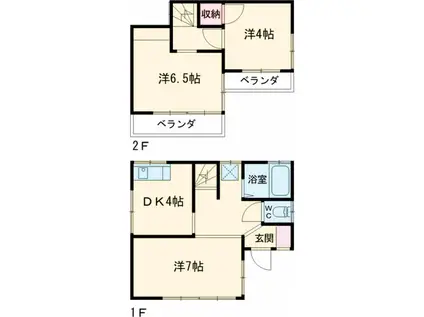 総武・中央緩行線 市川駅 バス乗車時間：17分 曽谷春雨橋バス停で下車 徒歩4分 2階建 築54年(3DK)の間取り写真