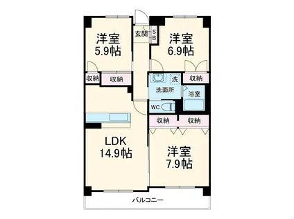 ISM大宮三橋(3LDK/6階)の間取り写真