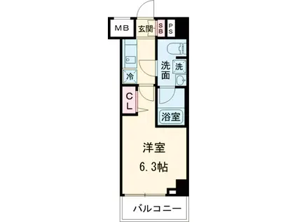 メインステージ千住中居町(1K/9階)の間取り写真
