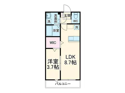 IM二和(1LDK/2階)の間取り写真