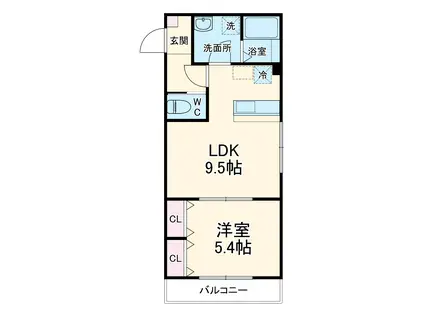 IM二和(1LDK/3階)の間取り写真