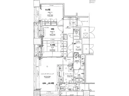 パークナード中之島公園ロジュマン(3SLDK/21階)の間取り写真