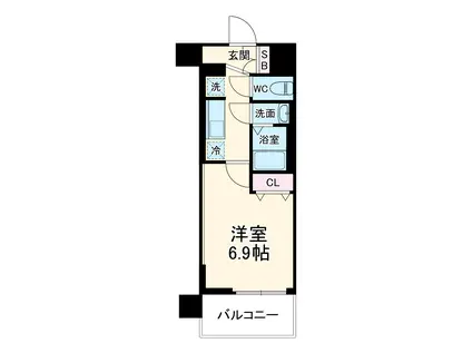 アクアプレイス京都千本丸太町(1K/3階)の間取り写真