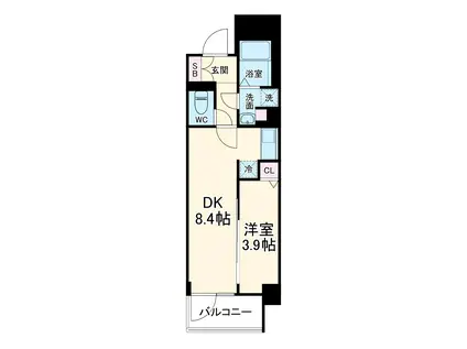 アクアプレイス京都千本丸太町(1DK/4階)の間取り写真