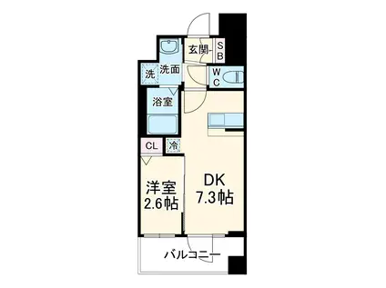 アクアプレイス京都千本丸太町(1DK/4階)の間取り写真