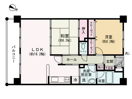 インペリアル大賀(2LDK/7階)の間取り写真