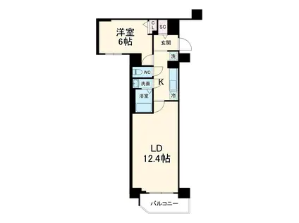 アクアプレイス京都千本丸太町(2K/5階)の間取り写真