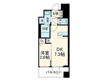 アクアプレイス京都千本丸太町(1DK/5階)の間取り写真