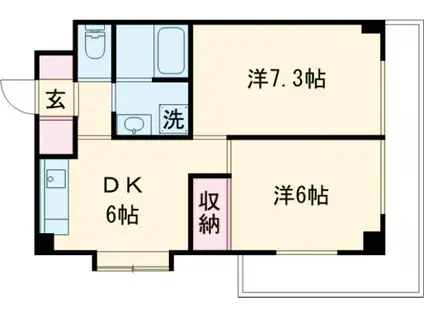 朝日千歳船橋ホーム(2DK/3階)の間取り写真