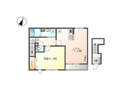 モデルナ2(1LDK/2階)の間取り写真