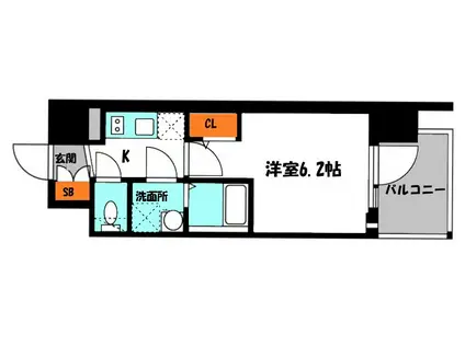 エスリード ザ・フォルテス大阪(1K/2階)の間取り写真