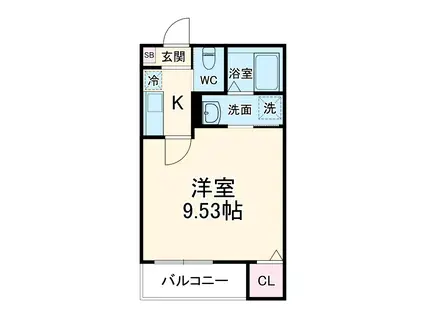 GRADUS川越Ⅱ(1K/1階)の間取り写真