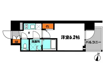 エスリード ザ・フォルテス大阪(1K/2階)の間取り写真