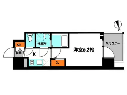 エスリード ザ・フォルテス大阪(1K/2階)の間取り写真