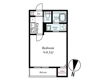 GRADUS川越Ⅱ(1K/2階)の間取り写真