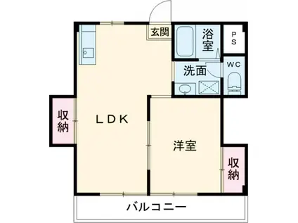 濱野ハイツ(1LDK/2階)の間取り写真