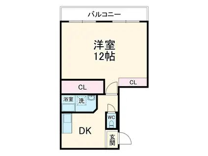 山中ビル(1DK/4階)の間取り写真
