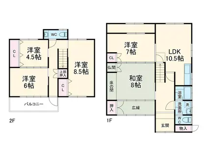 名鉄常滑線 道徳駅 徒歩10分 1階建 築45年(5LDK)の間取り写真