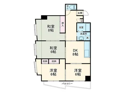 甲府中央マンション(4LDK/2階)の間取り写真
