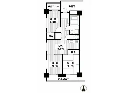 グランドソレイユ(3DK/5階)の間取り写真