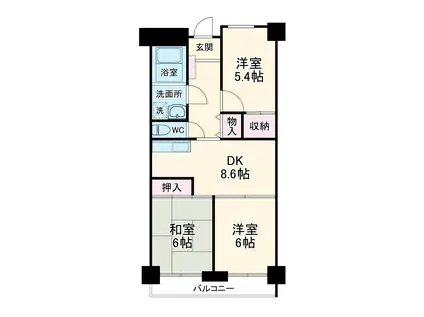 グランドソレイユ(3DK/5階)の間取り写真