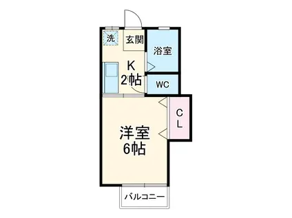 シャト-扇菊(1K/1階)の間取り写真