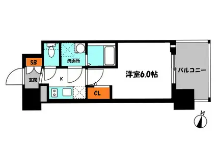 エスリード ザ・フォルテス大阪(1K/11階)の間取り写真