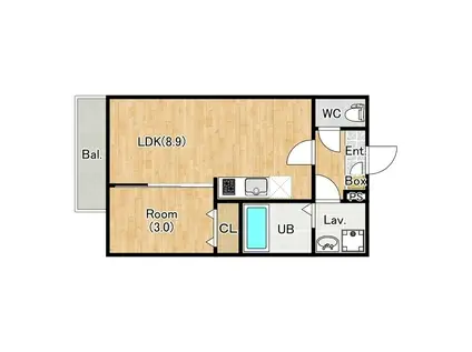 ジーメゾン千葉村田町エベッラ(1LDK/2階)の間取り写真