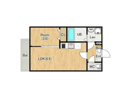 ジーメゾン千葉村田町エベッラ(1LDK/1階)の間取り写真