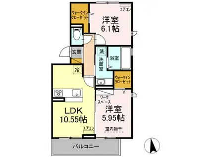D-ROOMちはら台F(2LDK/3階)の間取り写真