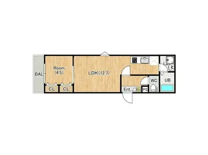 ジーメゾン千葉村田町エベッラ(1LDK/1階)の間取り写真