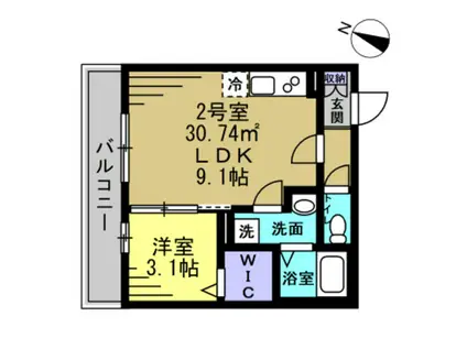 EVITA(1LDK/1階)の間取り写真