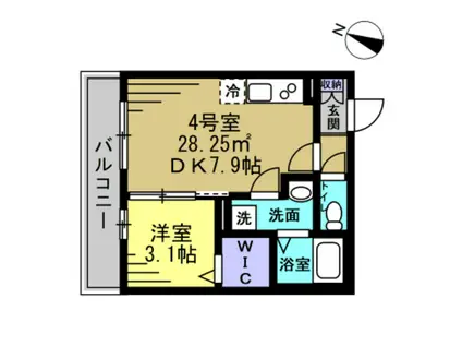 EVITA(1LDK/1階)の間取り写真