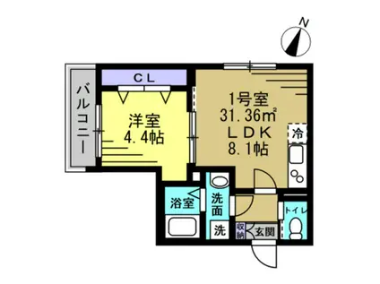 EVITA(1LDK/2階)の間取り写真