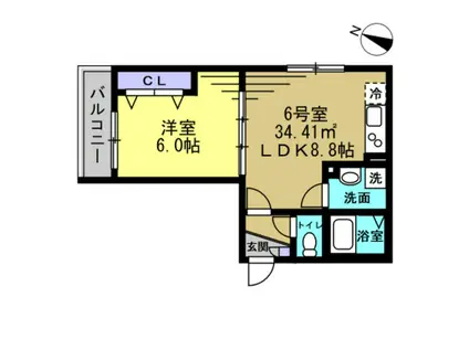 EVITA(1LDK/2階)の間取り写真