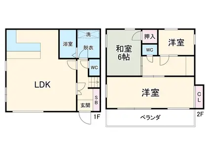 横浜市ブルーライン 弘明寺駅(横浜市営) 徒歩10分 2階建 築30年(3LDK)の間取り写真