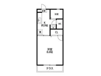 向平ハイツ(1K/2階)の間取り写真